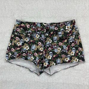 Disney Lilo and Stitch Denim Shorts Juniors 5 Floral Black